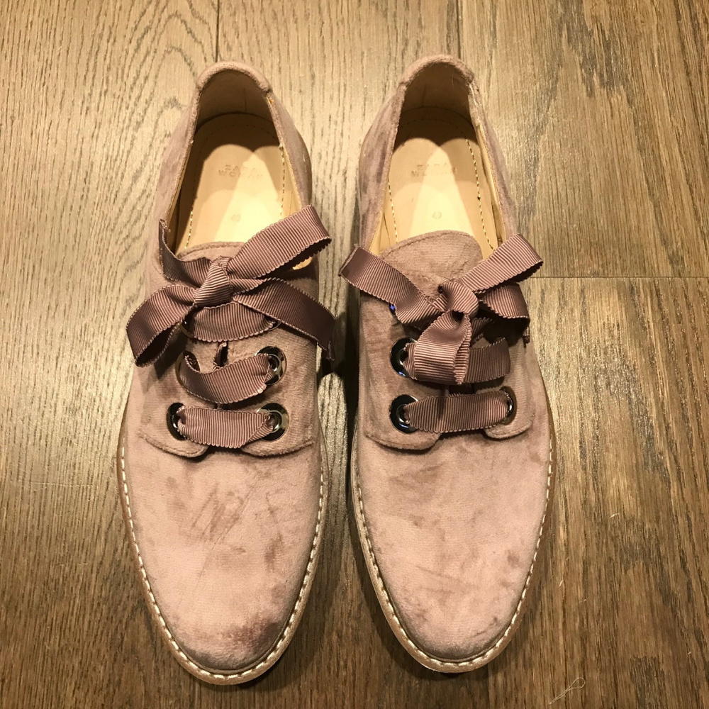 Zara Lavendar Velvet Platform -- Size 40